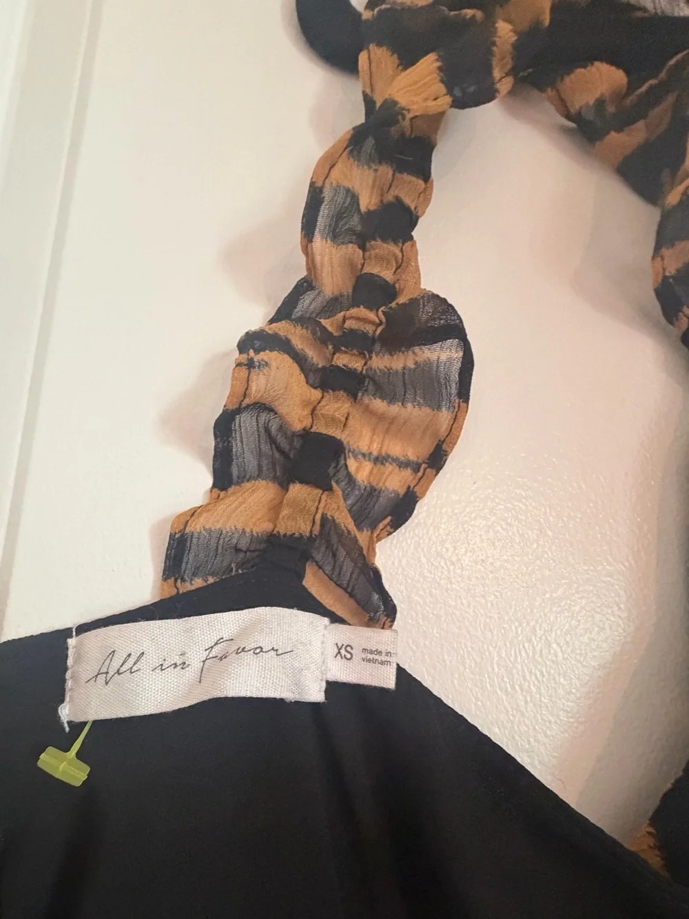All in favor Tiger-Stripe Slip Dress with Ruffled Straps - Black & Tan - Picture 3 of 3